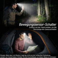 Siberg T66 LED Stirnlampe mit Bewegungssensor /Akku, PIR-Bewegungssensor,7 intelligenten Lichtmodi,
