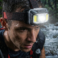 Siberg Stirnlampe LED , Wiederaufladbar Stirnlampe Breitstrahl Beleuchtung 600 Lumen Wasserdicht COB Kopflampe Akku mit LED Rücklicht für Camping, Radfahren, Laufen, Joggen